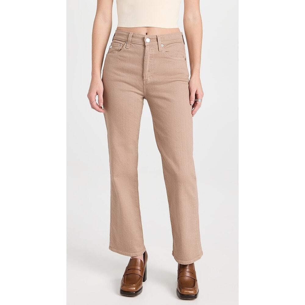 AG Adriano Goldschmied Tan Khaki Kinsley High‎ Rise Pop Crop Jeans Size 32